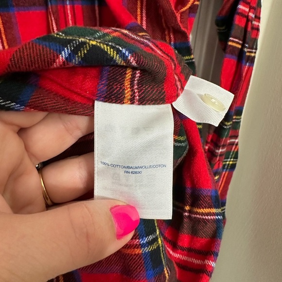 Lands End Women’s Flannel Small 6 Plaid Red Cotton Long Sleeve Button Down Shirt - Picture 7 of 7